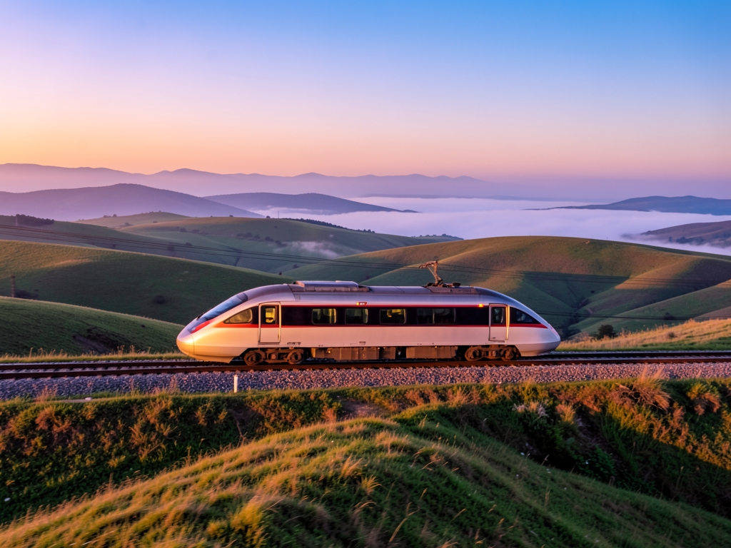 sleek high speed train gliding across vast Anatolian plateau