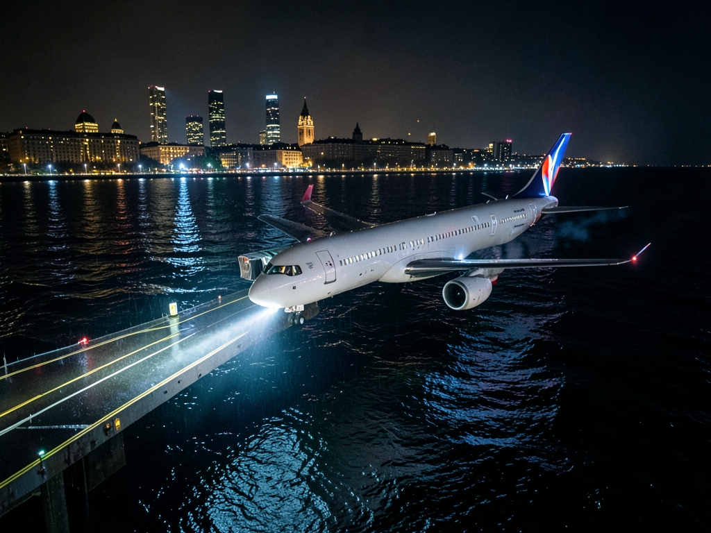 nighttime bridges Atlantic above dark ocean waters descending