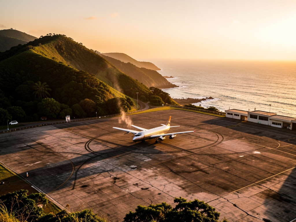 golden late afternoon arrival over Freetown s coastal peninsula lush