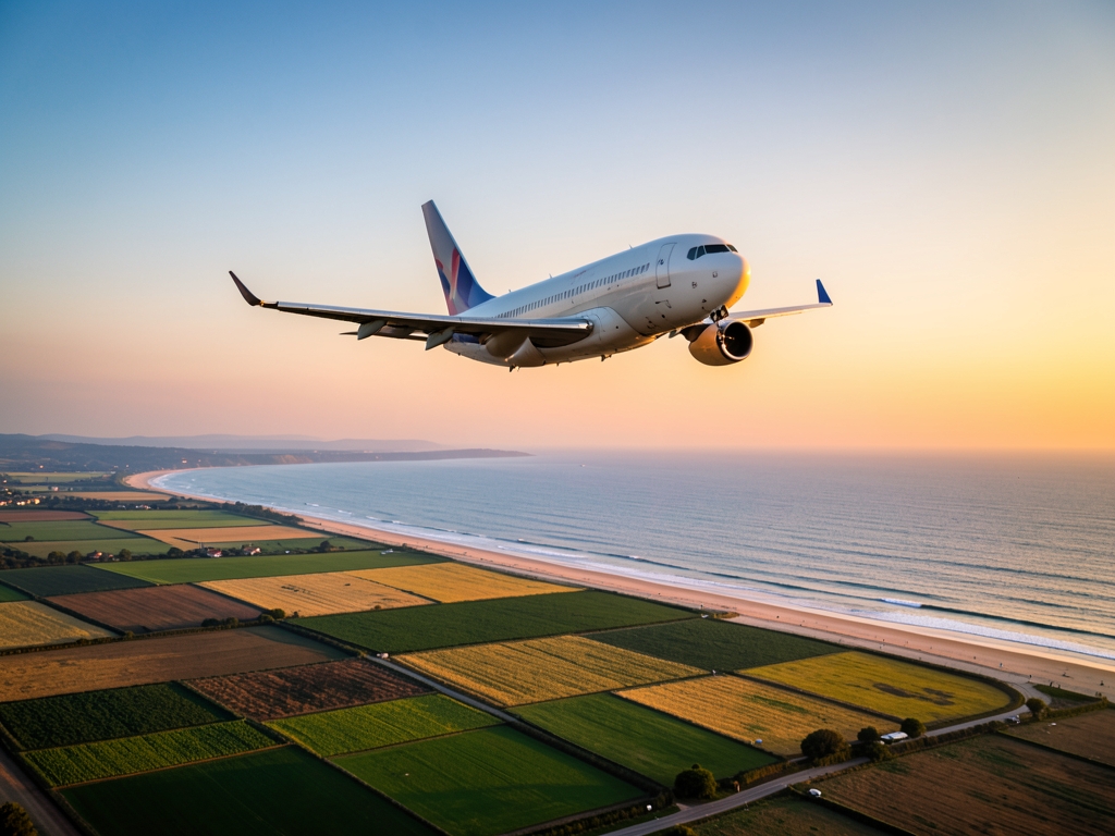 commercial banking over Tagus estuary golden hour wing