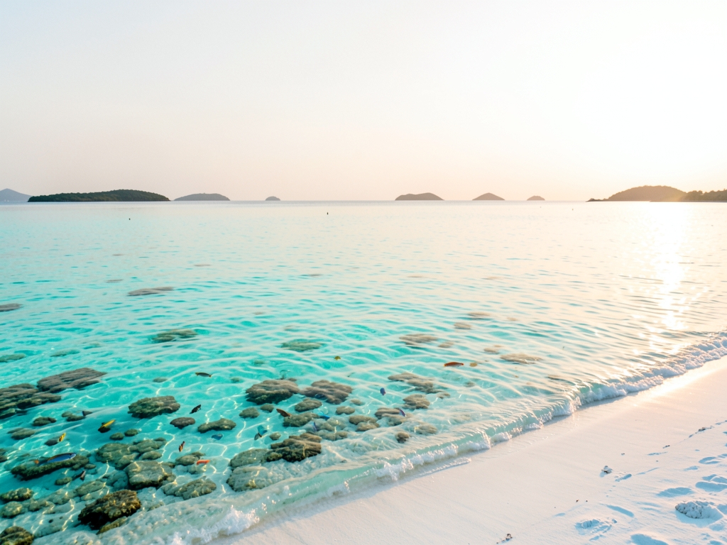 endless turquoise lagoon under vast pale sky shallow
