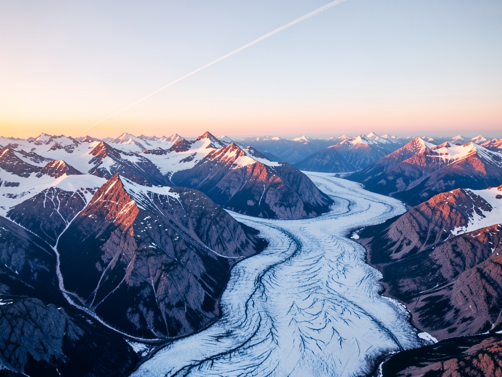vast Alaskan mountain range golden hour seen from