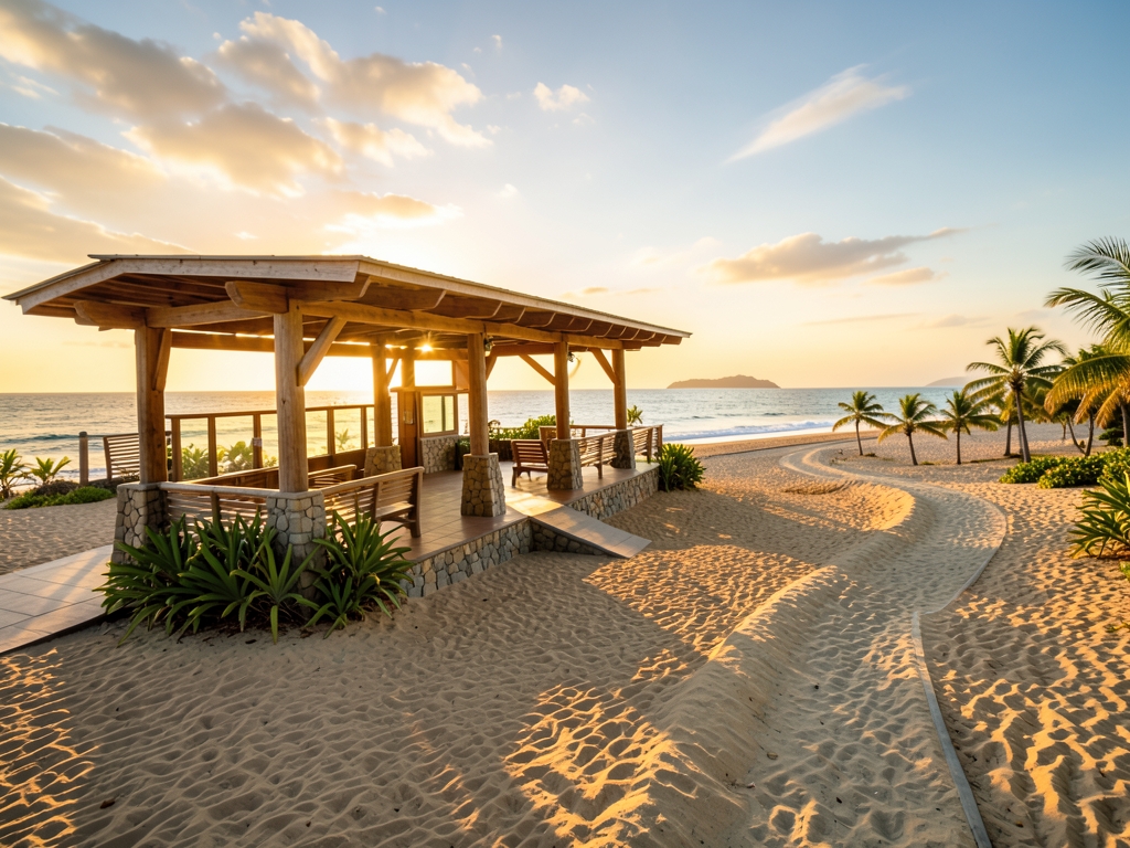 Warm Hawaiian beach terminal linked winding coastal flight