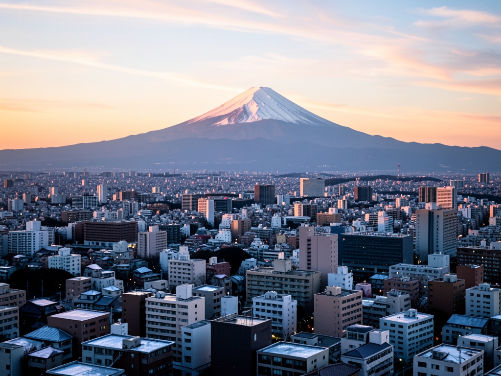 serene dawn view over Tokyo s dense low rise skyline