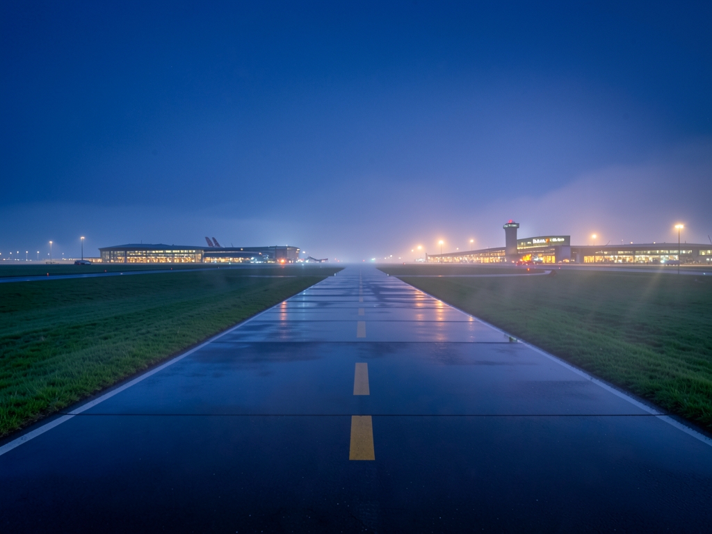 serene twilight over Heathrow Airport s northern runway tarmac