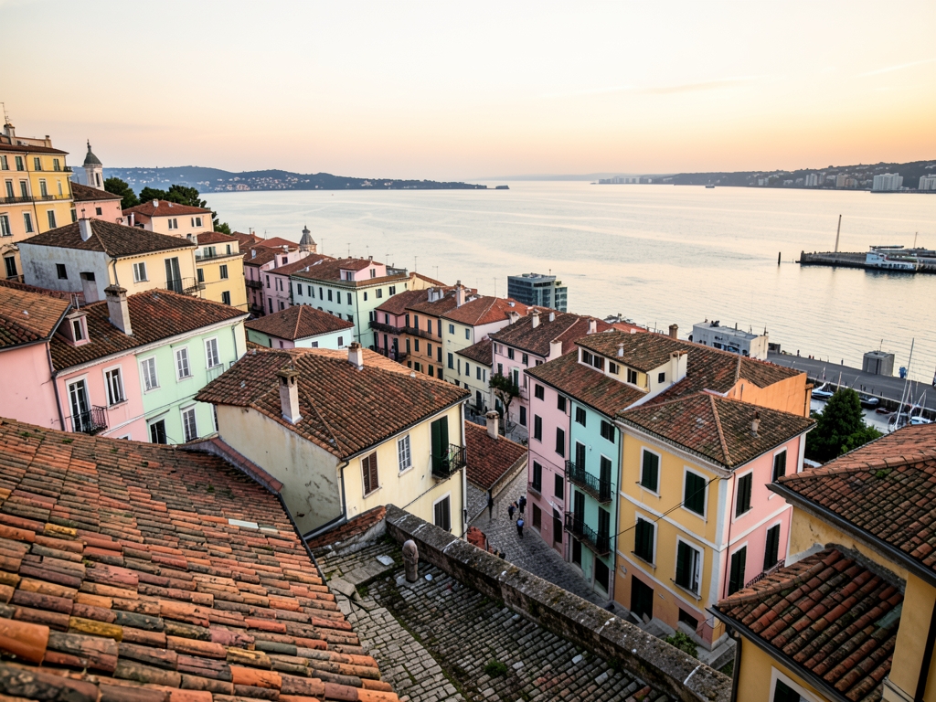 Terracotta rooftops pastel facades Lisbon s oldest quarter tumbling