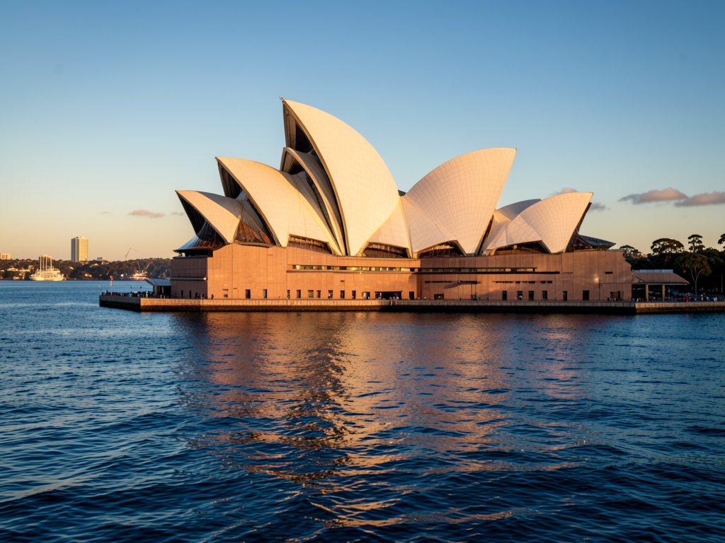 Sydney Harbour dawn sail shaped waterfront architecture sandstone quays
