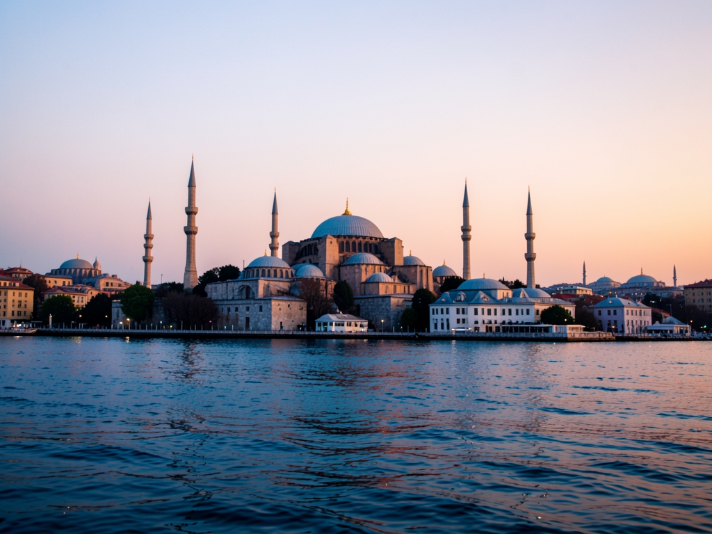 Istanbul historic skyline blue hour with grand stone