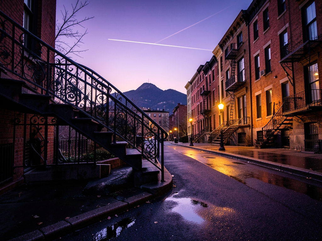 Montréal s Plateau neighbourhood dusk early spring wrought iron outdoor
