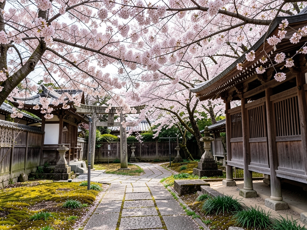 Sunlight filters through dense canopy cherry blossoms Tokyo