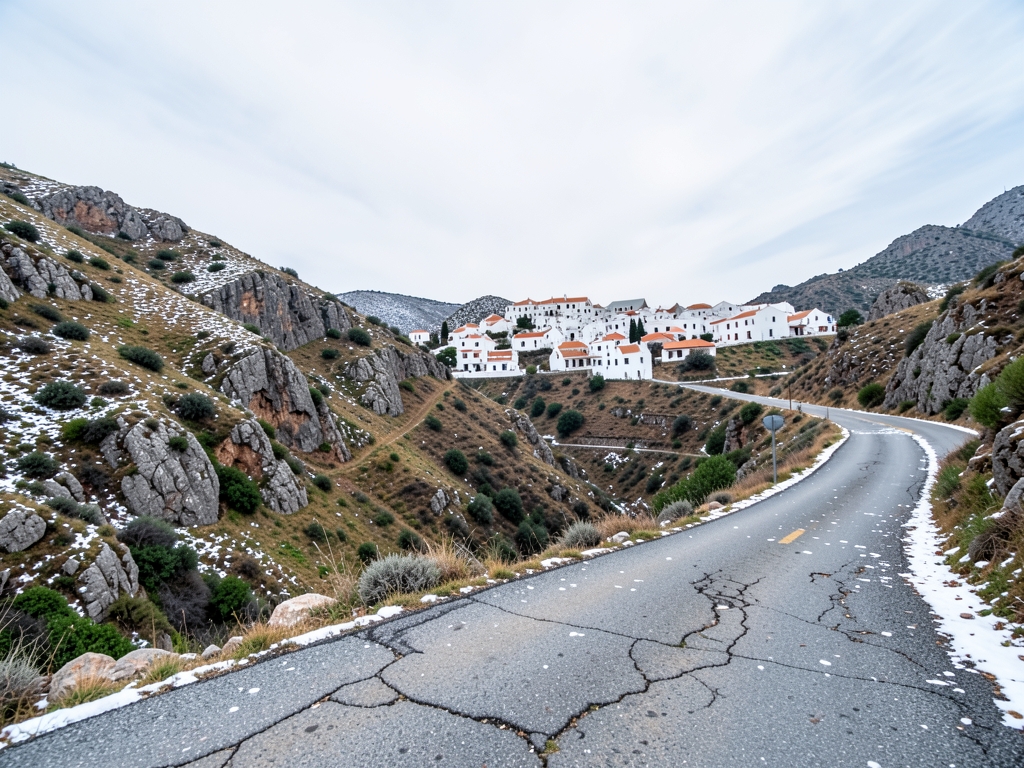 Chios s rugged hills whitewashed village beyond windswept runway