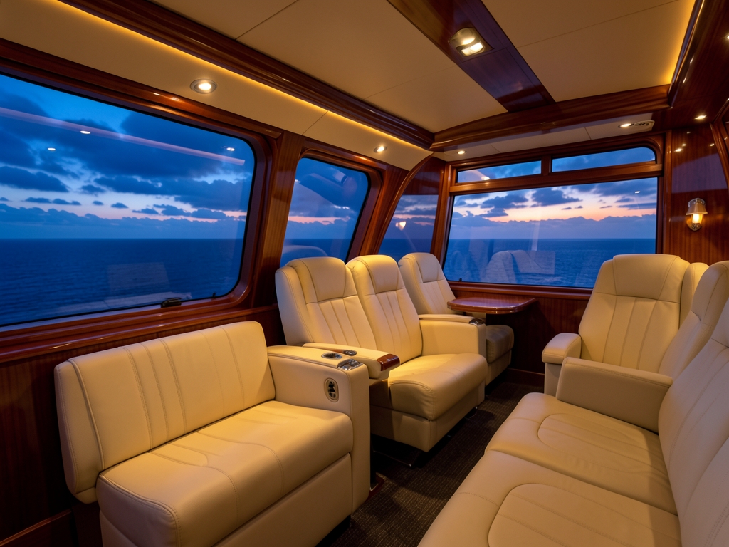 Interior empty premium cabin dusk cream leather seats
