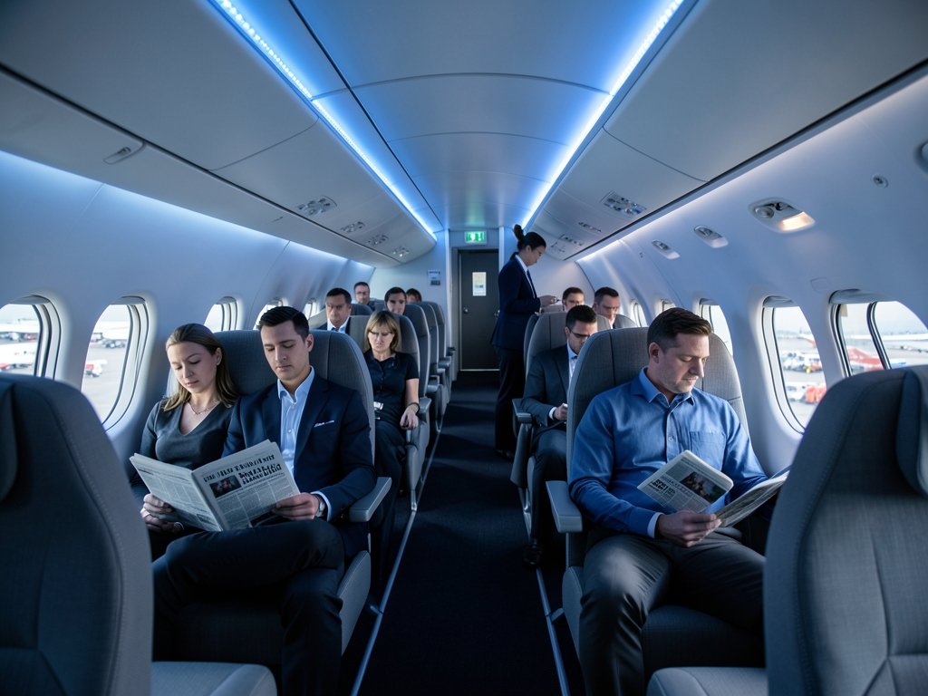 Second wide body cabin with lower ceiling tighter seat
