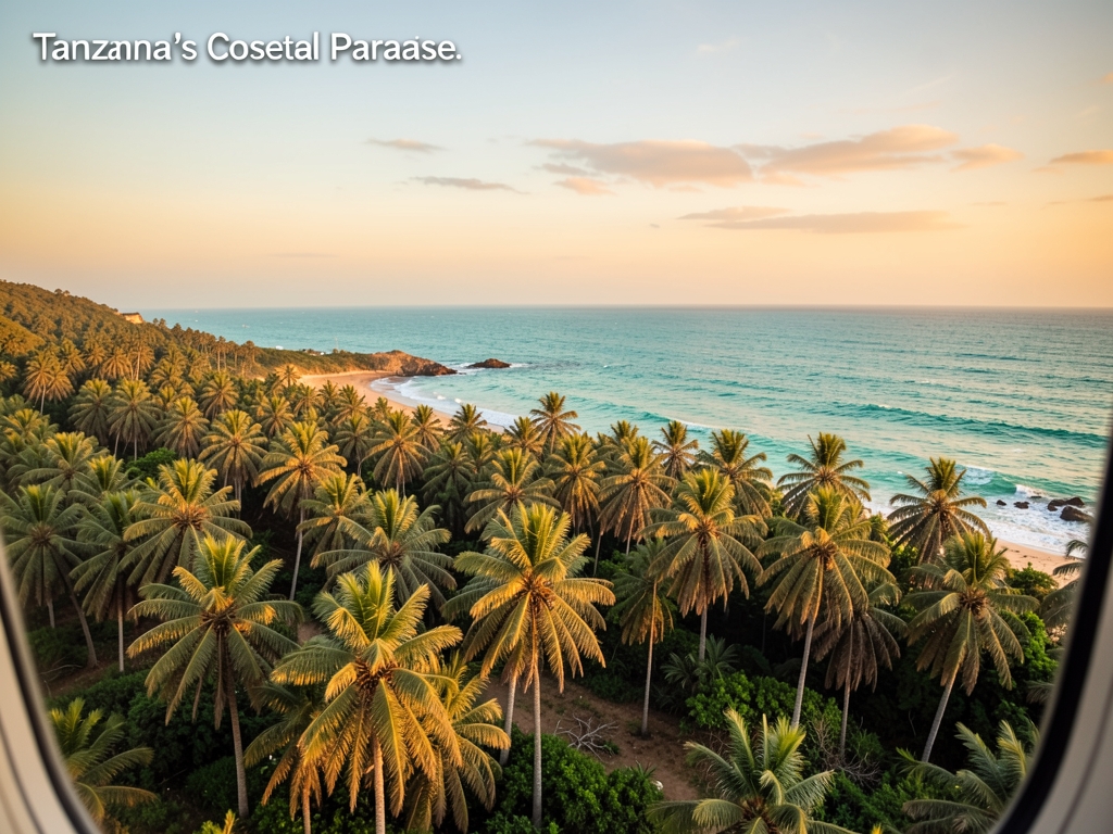 Late afternoon over Tanzania s coastal palm landscape seen
