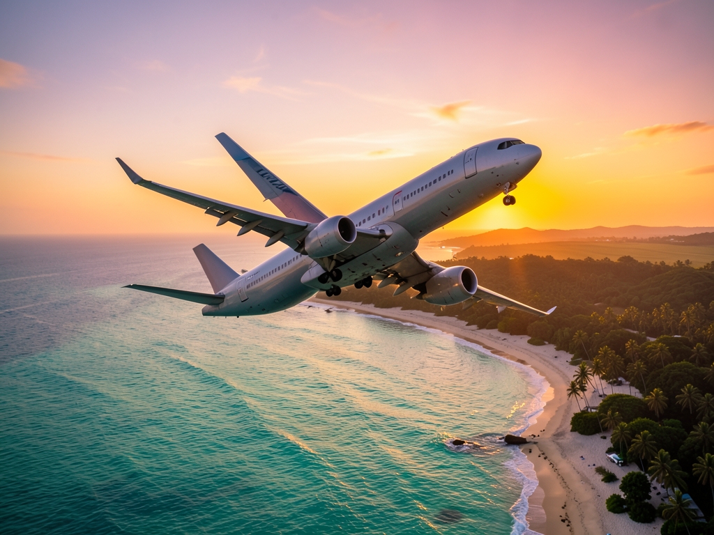 Aerial view climbing over Caribbean coastline dusk turquoise