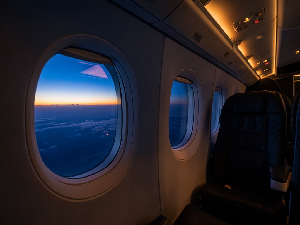 Long evening flight from York across cloud lined ocean
