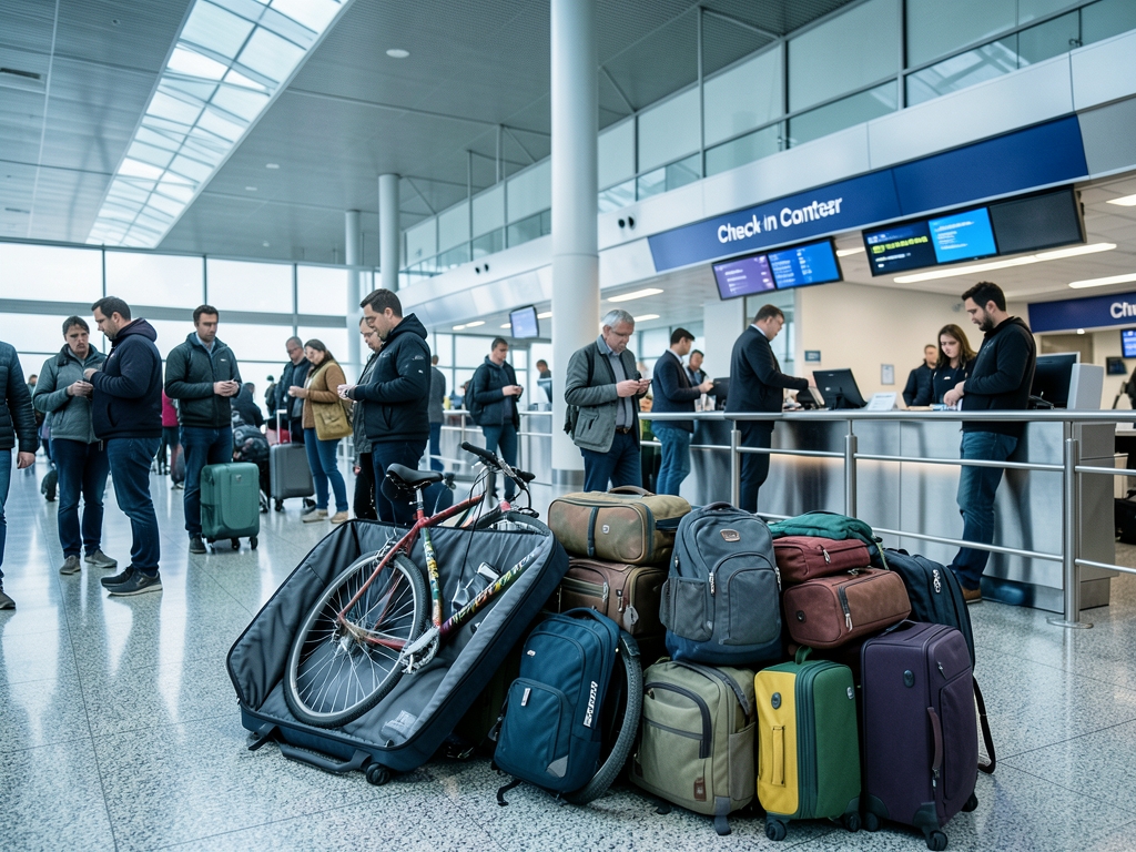 spacious airport check in hall under overcast daylight with