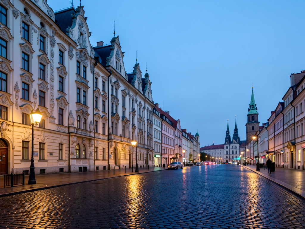Cool dusk over Riga s Nouveau facades Vilnius church