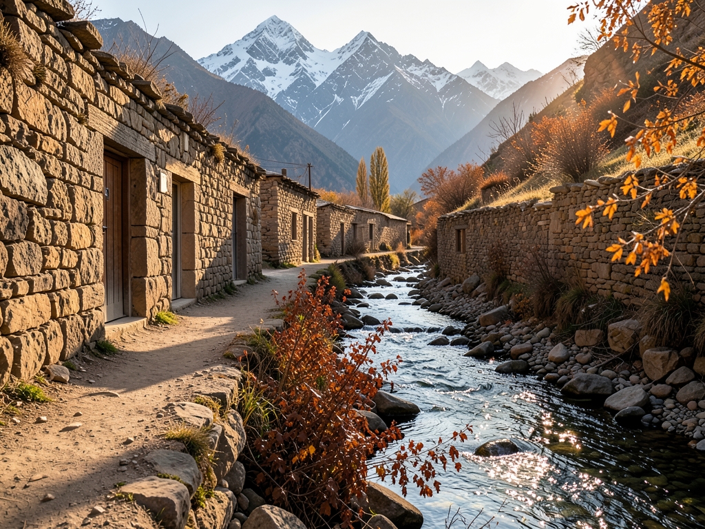 tranquil valley walk near Imlil s stone villages russet