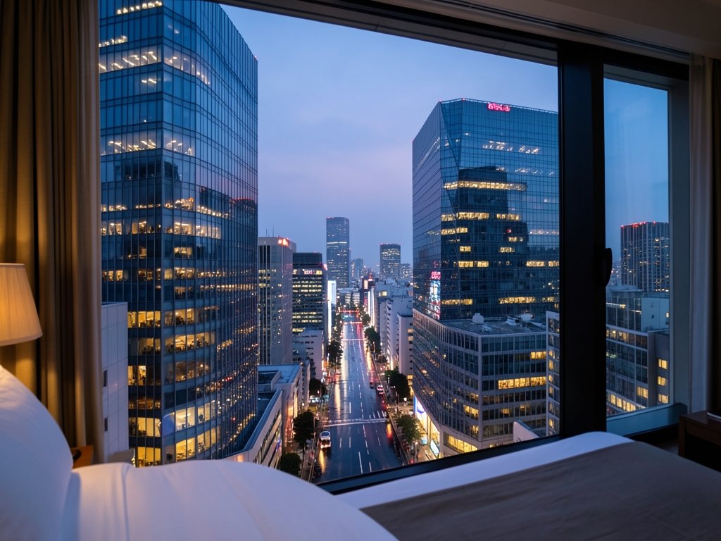 serene Tokyo skyline twilight seen from high hotel