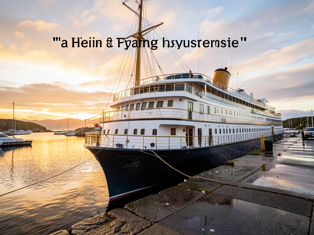 grand ocean liner dawn sheltered Alaskan harbor warm