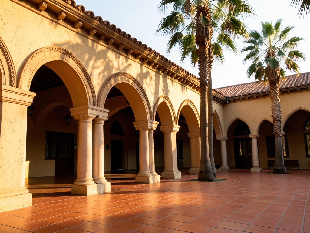 Angeles Union Station courtyard Spanish Colonial arches terracotta
