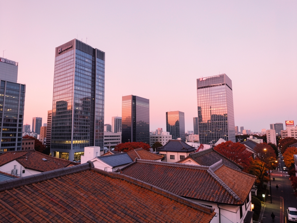 Quiet Tokyo skyline crisp autumn dawn with sleek
