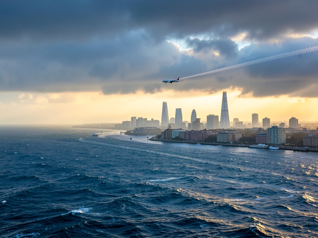 vast Atlantic beneath breaking storm clouds distant approaching