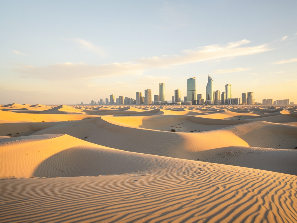 vast desert landscape golden hour with rolling sand