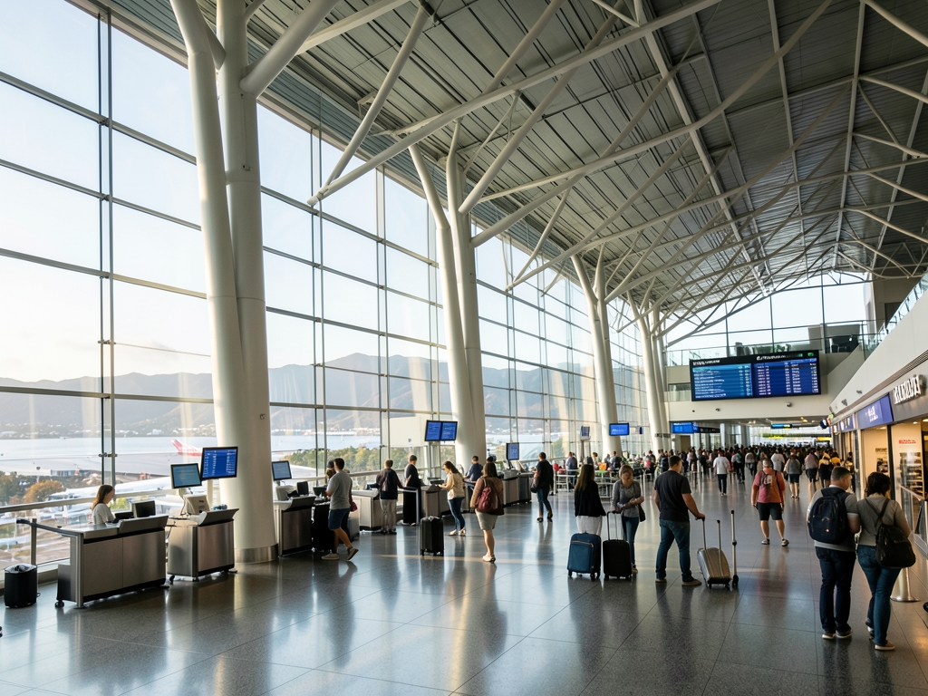 modern airport terminal Sydney features expansive glass facades