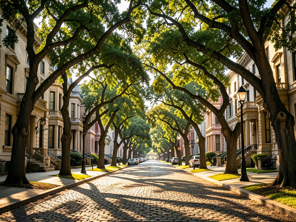 Sun drenched Highland Park streets lined with manicured canopies
