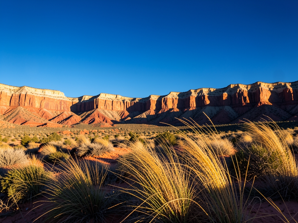 vast Southwestern desert landscape beneath clear cobalt sky