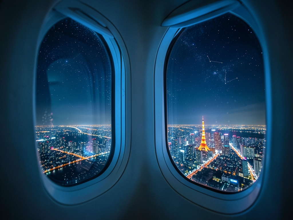 Twinkling city lights Tokyo stretch toward horizon under