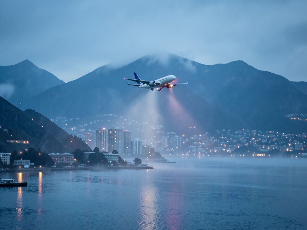 rainy evening over North Shore mountains near Vancouver