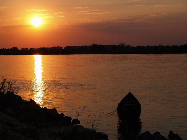 romania danube delta delta nature bad river danube boat sunset sky water