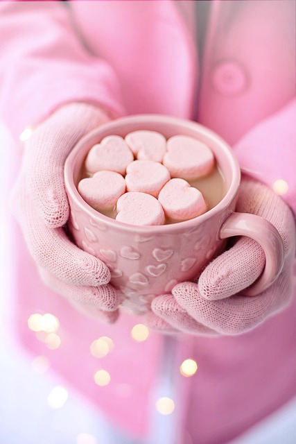 hot chocolate heart marshmallows cup drink beverage pink hearts valentine s day valentine hot cocoa hearts love romantic