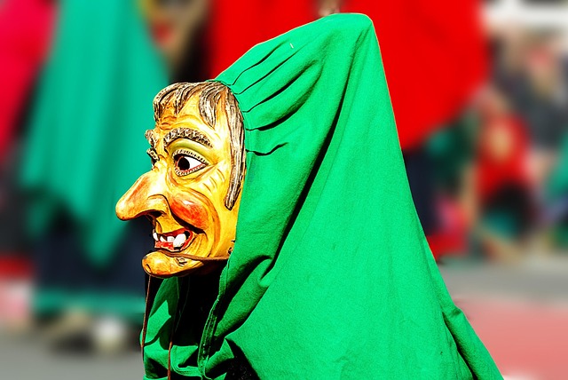 carnival witch mask multicoloured costume disguise dressed up costumed carnival witch monster zombie fash wooden mask wi
