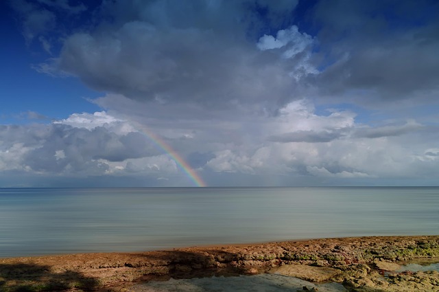 pacific rainbow ocean clouds philippines nature coast beach