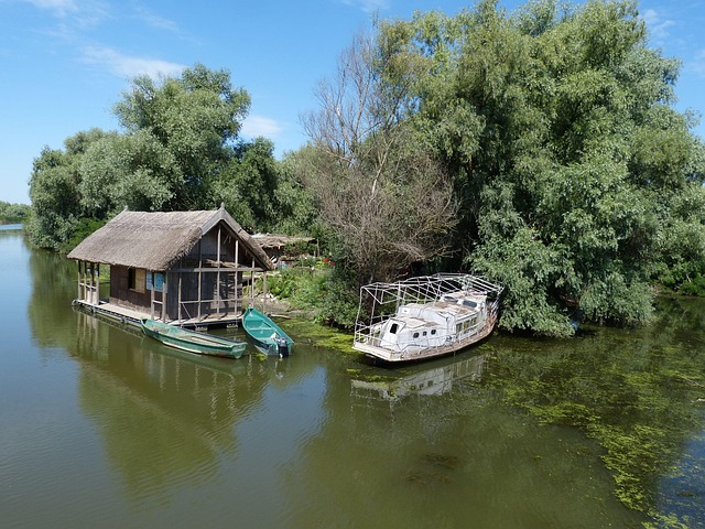 danube danube delta delta tulcea southeast europe nature danube cruise landscape river cruise romania ship house hut fis