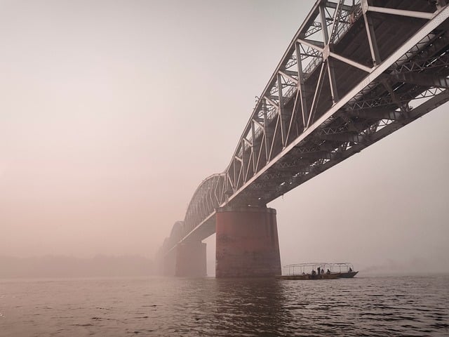 ganges varanasi bridge river foggy landscape india Uttar Pradesh Suzabad India