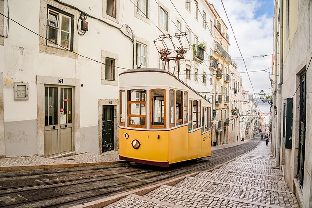 lisbon tram portugal means of transport traffic vacations tourism travel city urban city vacation europe portugal portug