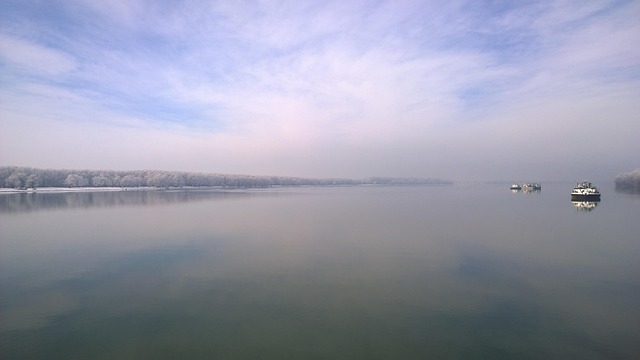 vessel river danube landscape day winter bunker tanker nature clouds sky silence mile romania ukraine