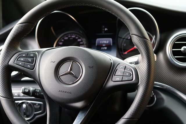 leather steering wheel mercedes auto detail inner space dashboard speedometer steering wheel ride transport luxury taxes