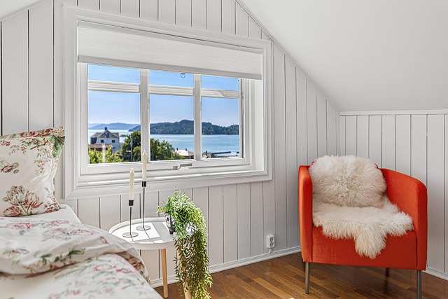 real estate bedroom interior design nature indoors window furniture armchair view plant Norway Vestland Osøyro