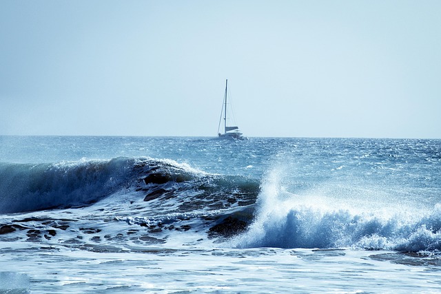 sailboat sea waves atlantic ocean storm nature spain canarian island