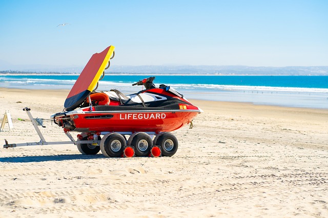 lifeguard jet ski beach sand sandy sandy beach shore seashore sea ocean coast coastline san diego california nature west