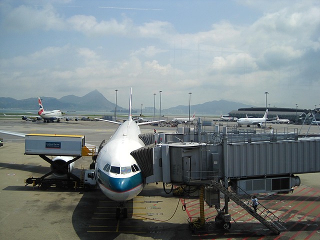 hong kong airport asia cathay pacific boeing plane airplane aeroplane transportation transport aircraft airliner aviatio