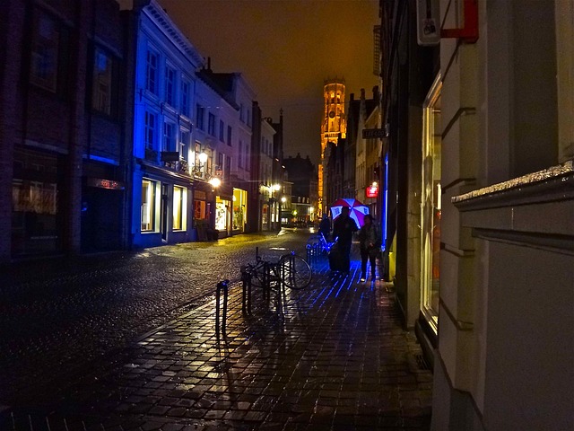 night, mood, illumination, to dye, creative, city, bruges