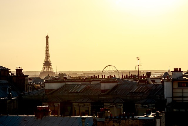 paris, rooftop, eiffel tower, urban, architecture, sunset, france, sky, famous, capital, europe, roof, city, adventure, nature, eiffel, travel